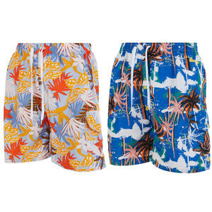 iBerryNY Mens Swimming Trunks, Cargo Swim Suit Shorts Mesh Lining, 2-Pairs